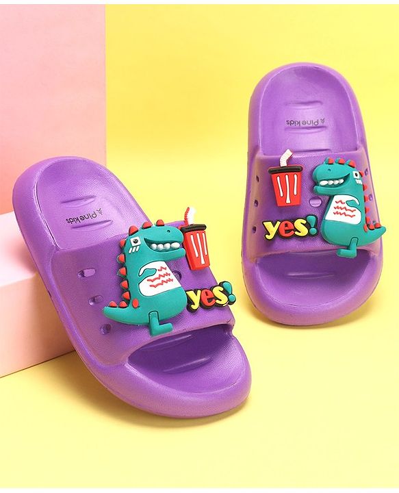 Pine Kids Slip On Style Clogs with Dino Jibbitz - Lavender