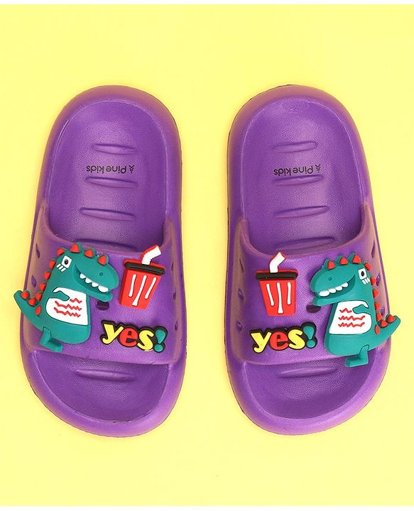 Pine Kids Slip On Style Clogs with Dino Jibbitz - Lavender