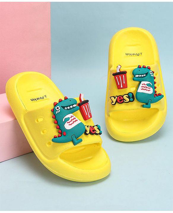 Pine Kids Slip On Style Clogs with Dino Jibbitz - Yellow