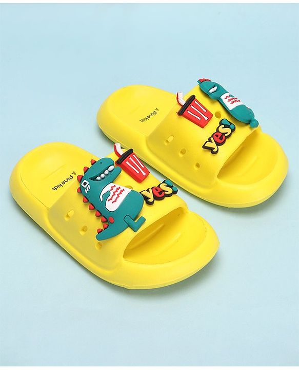 Pine Kids Slip On Style Clogs with Dino Jibbitz - Yellow