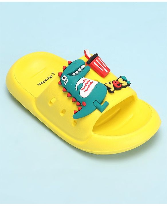 Pine Kids Slip On Style Clogs with Dino Jibbitz - Yellow