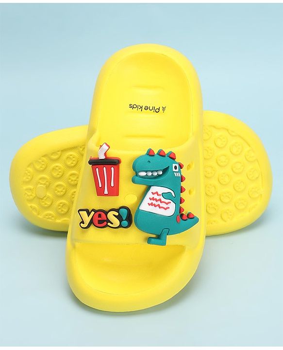 Pine Kids Slip On Style Clogs with Dino Jibbitz - Yellow