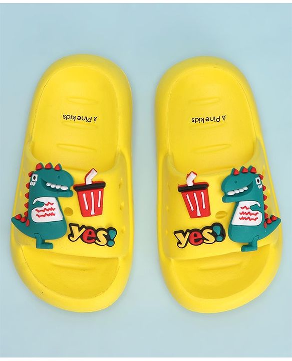 Pine Kids Slip On Style Clogs with Dino Jibbitz - Yellow