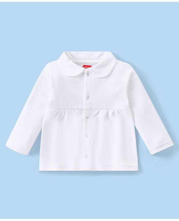 Babyhug Interlock Knit Full Sleeves Night Suit - White