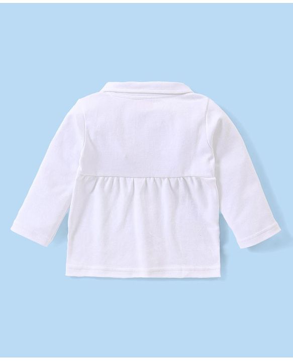 Babyhug Interlock Knit Full Sleeves Night Suit - White