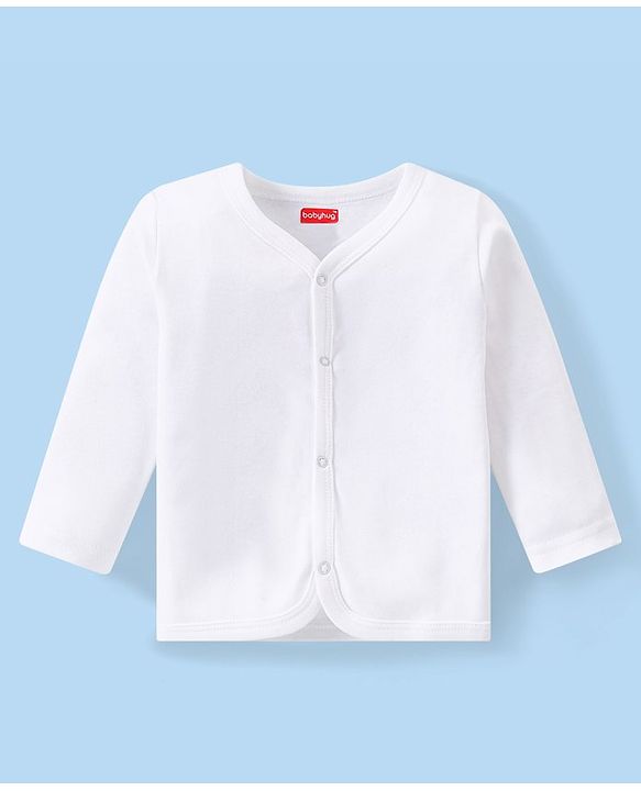 Babyhug Interlock Knit Full Sleeves Night Suit - White
