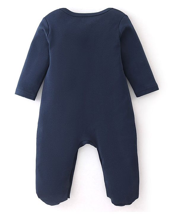 Babyhug Interlock Cotton Knit Full Sleeves Dino & Heart Print Sleepsuits Pack of 2 - Navy & Pink