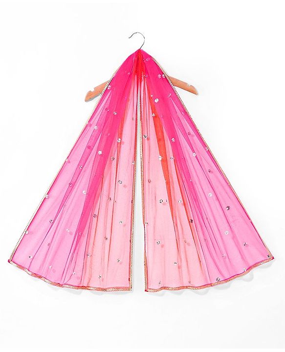 Babyhug  Short Sleeves Embroidered Choli with Brocade Lehenga and Dupatta Set - Multicolor