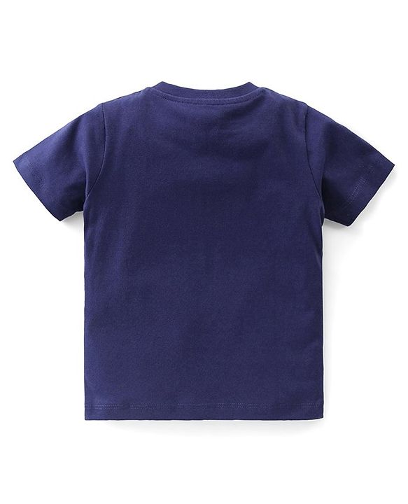 Babyhug Cotton Knit Half Sleeves Night Suit Space  Print - Navy Blue