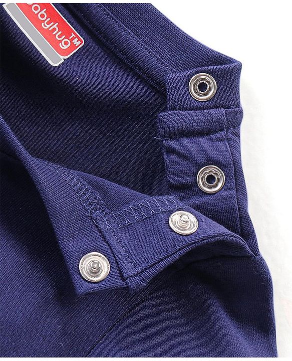 Babyhug Cotton Knit Half Sleeves Night Suit Space  Print - Navy Blue