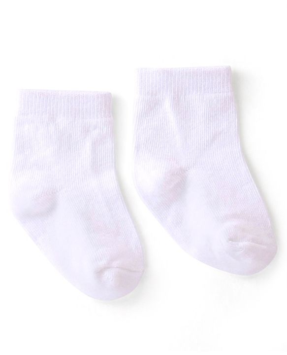 Cute Walk by Babyhug Anti Bacterial Cotton Ankle Length  Socks Pack of 3 Solid Colour -White Pink & Purple
