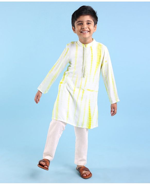 Babyhug 100% Cotton Woven Full Sleeves Tie & Dye Printed Kurta Pajama Set - Yellow