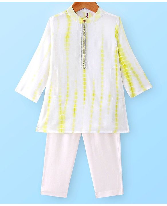 Babyhug 100% Cotton Woven Full Sleeves Tie & Dye Printed Kurta Pajama Set - Yellow