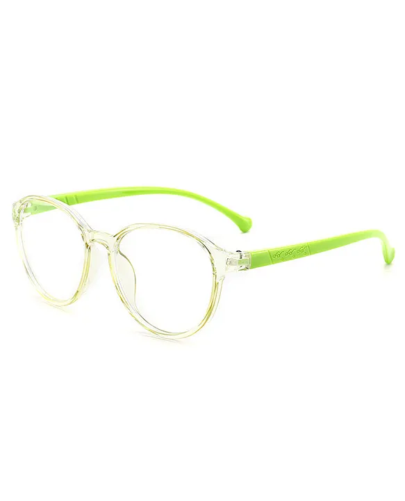 SYGA Children's Lightweight Anti-Blue Light Glasses Round Frame Comfortable  Kids For Age 4-12Years old (Transparent green frame green legs)