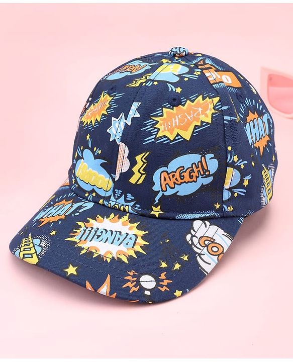Pine Kids  Cotton Baseball Cap Digital Print Blue - Diameter 16.5 cm