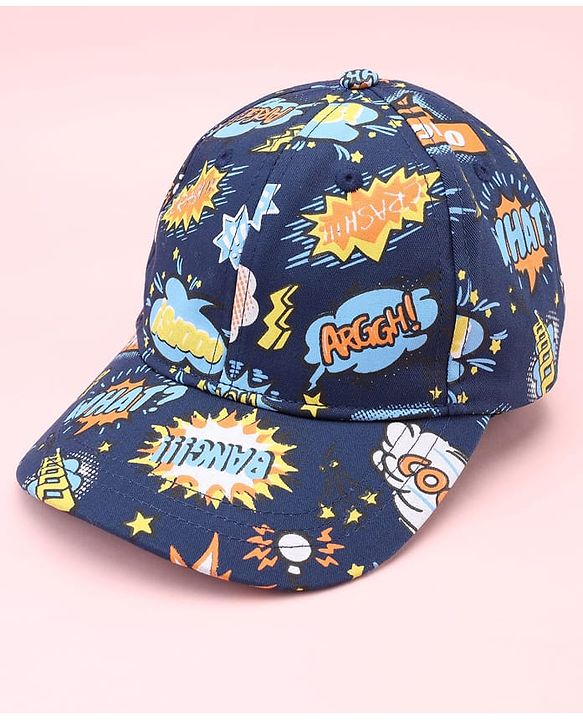 Pine Kids  Cotton Baseball Cap Digital Print Blue - Diameter 16.5 cm