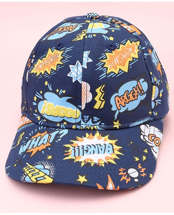 Pine Kids  Cotton Baseball Cap Digital Print Blue - Diameter 16.5 cm