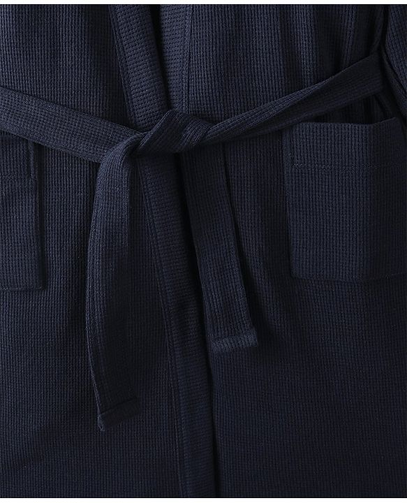 Pine Kids Cotton Full Sleeves Solid Bath Robe with Hood - Navy Blue