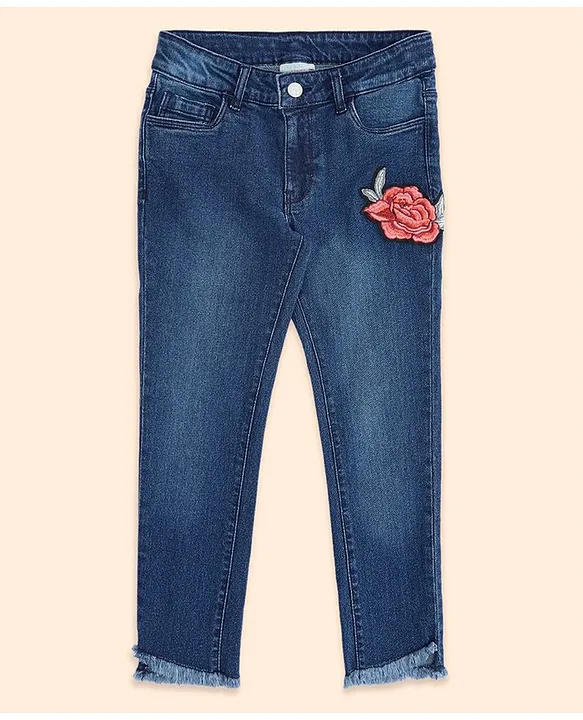 Buy Pantaloons Junior Floral Embroidered Jeans Medium Blue for Girls  (13-14Years) Online in India, Shop at  - 15851145