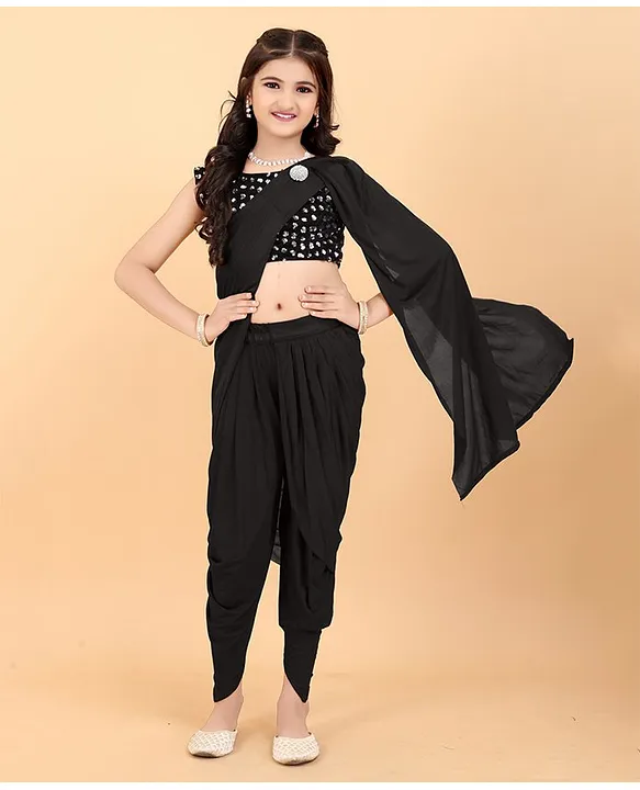 Buy Black Dhoti Pants with Crop Top Online for Women by JADE BY ASHIMA -  3856740