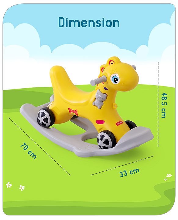 Babyhug Premium Bronco 3 in 1 Rocking Dino cum Ride on- Yellow| Baby Rocking Horse Ride on Toy for Kids| Push Ride on Toy for Kids 9 Months+| Develop Fine Motor Skills| BIS Certified