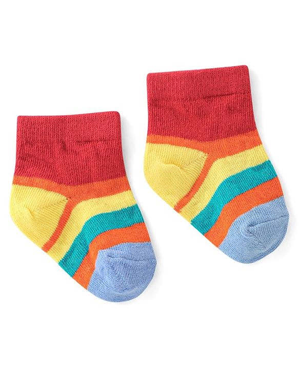 Cute Walk by Babyhug Anti Bacterial Ankle Length Socks Star Design Pack Of 3 - Multicolour