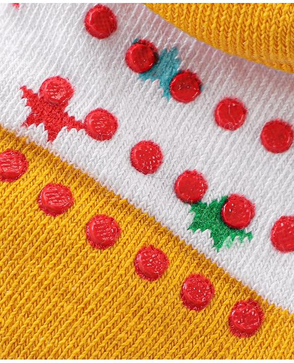 Cute Walk by Babyhug Non Terry Anti Bacterial Anti Skid Ankle Length Socks Striped & Star Design Pack Of 3- Multicolor