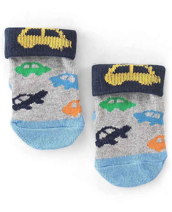 Cute Walk by Babyhug Non Terry Anti Bacterial Anti Skid Ankle Length Socks Star & Lion Design Pack Of 3 - Multicolor