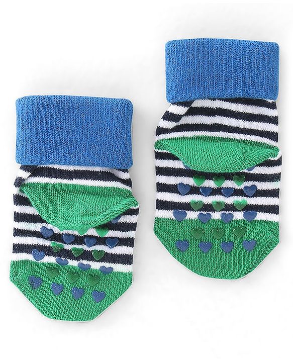 Cute Walk by Babyhug Non Terry Anti Bacterial Anti Skid Ankle Length Socks Star & Lion Design Pack Of 3 - Multicolor