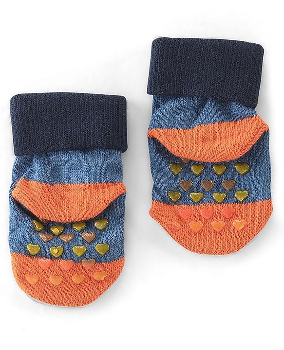 Cute Walk by Babyhug Non Terry Anti Bacterial Anti Skid Ankle Length Socks Star & Lion Design Pack Of 3 - Multicolor