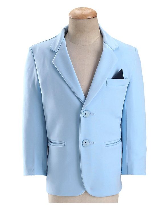 Babyhug Woven Full Sleeves Stretch Party Suit With Bow - Sky Blue