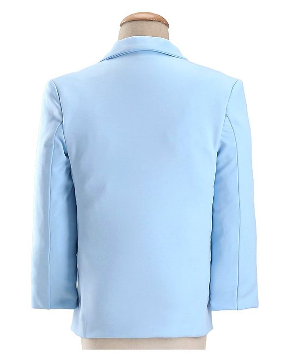 Babyhug Woven Full Sleeves Stretch Party Suit With Bow - Sky Blue