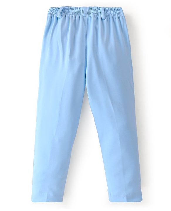 Babyhug Woven Full Sleeves Stretch Party Suit With Bow - Sky Blue