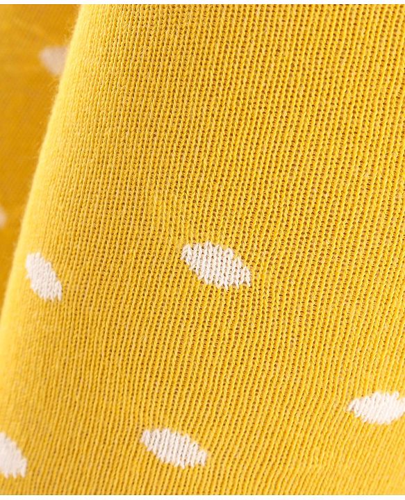 Cute Walk by Babyhug Non Terry Knit Anti Bacterial Footed Tights Polka Dot Design - Yellow