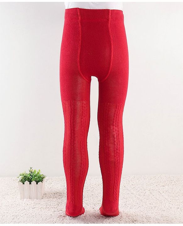 Cute Walk by Babyhug  Anti Bacterial Footed Tights Self Design -Red