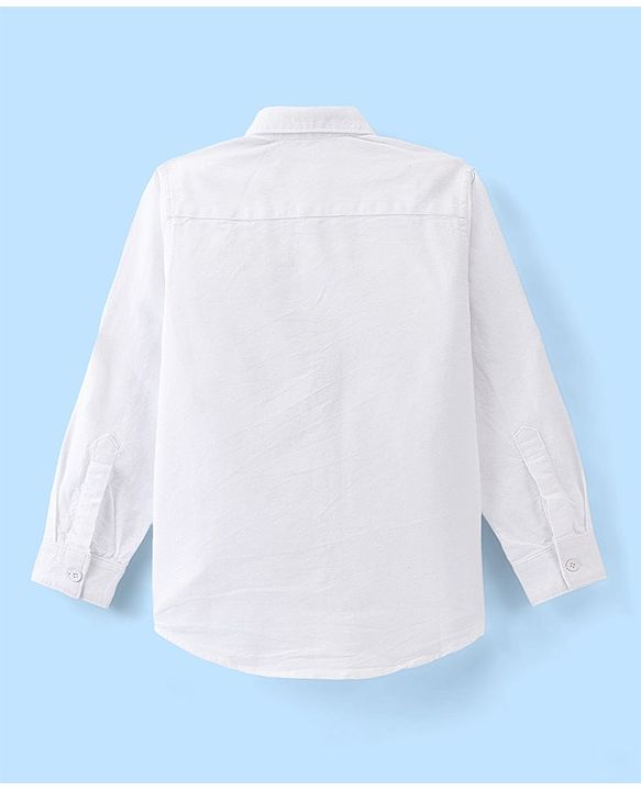 Pine Kids Cotton Woven Full Sleeves Solid Color Shirt - White