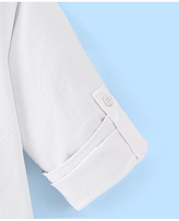 Pine Kids Cotton Woven Full Sleeves Solid Color Shirt - White