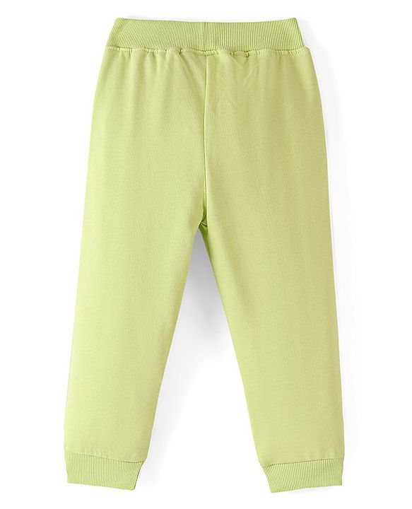 Babyhug Cotton Looper Full Length Lounge Pant With Text Print - Green