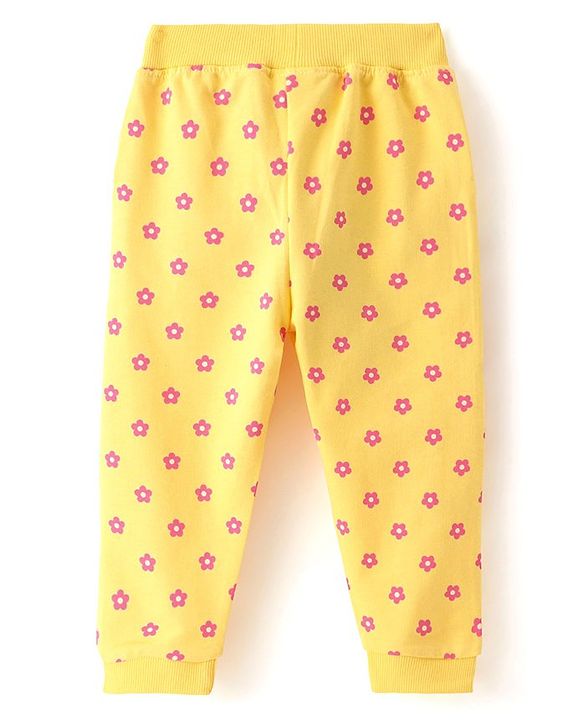 Babyhug Cotton Looper Full Length Lounge & Track Pants Floral Print -Yellow