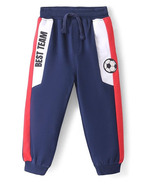Babyhug Cotton Looper Knit Full Length Lounge  Pant Text Print -  Navy Blue