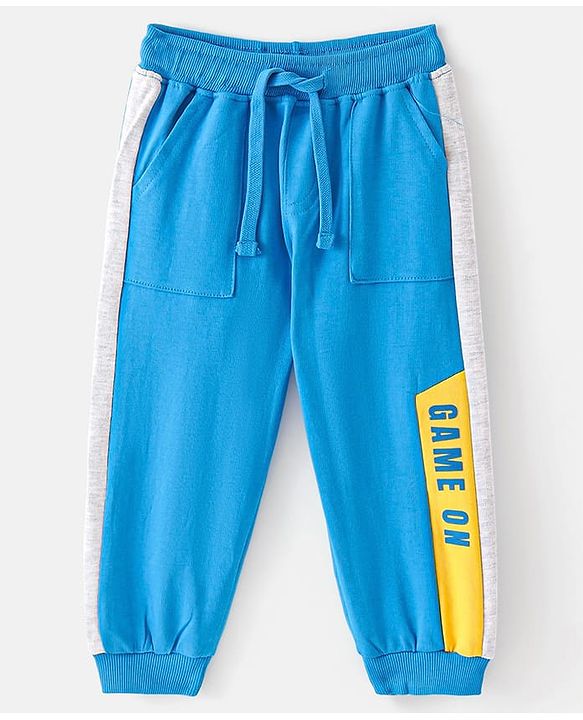 Babyhug Cotton Looper Full Length Track Pant Game On Print - Blue