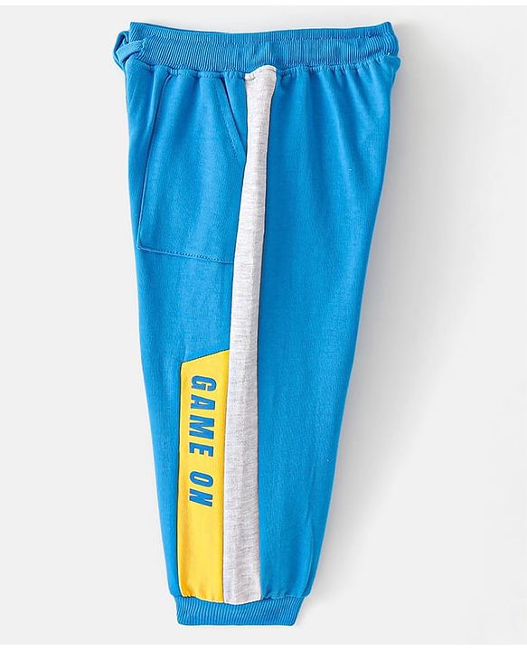 Babyhug Cotton Looper Full Length Track Pant Game On Print - Blue