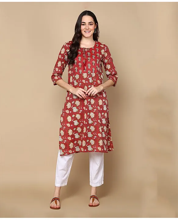 Zelena Three Forth Sleeves Feeding Kurti With Pocket & Concealed Zipper  Nursing Access Maroon Online in India, Buy at Best Price from Firstcry.com  - 15883967