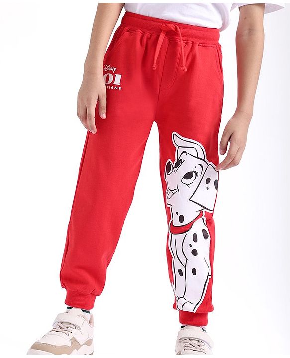 Babyhug Disney Cotton Looper Full Length Lounge & Track Pant 101 Dalmations Theme - Red