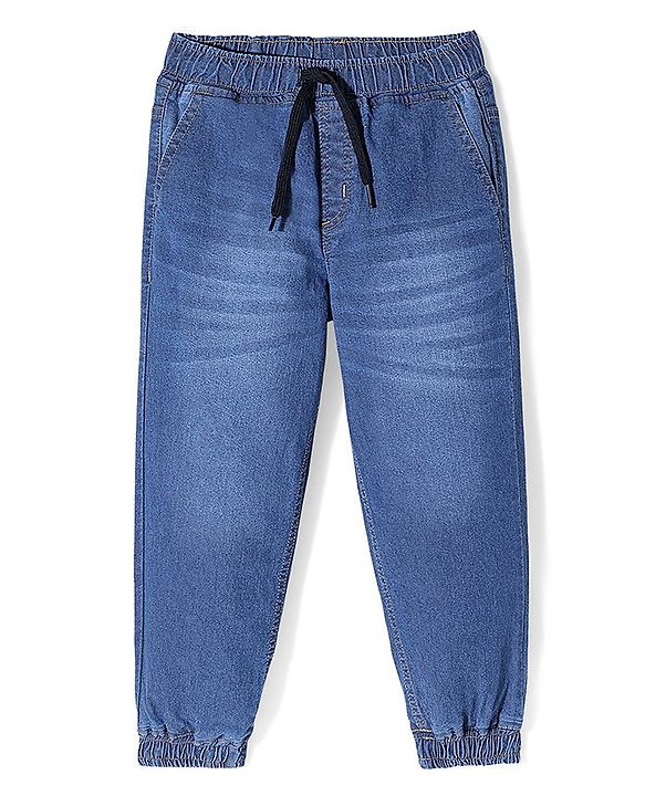 Pine Kids Cotton Rich Stretchable full length denim Joggers - Blue