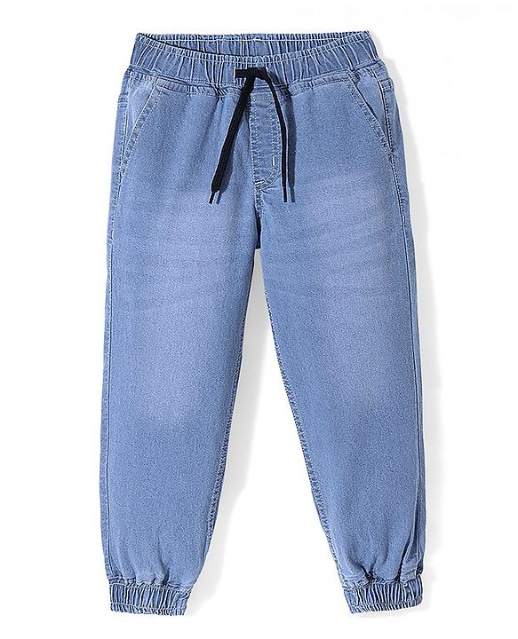 Pine Kids Cotton Blend Woven Full Length Solid Color Denim Jeans - Light Blue