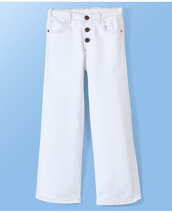 Pine Kids Denim Woven Washed  Ankle Length Jeans - White