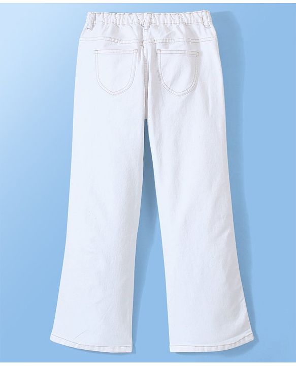 Pine Kids Denim Woven Washed  Ankle Length Jeans - White
