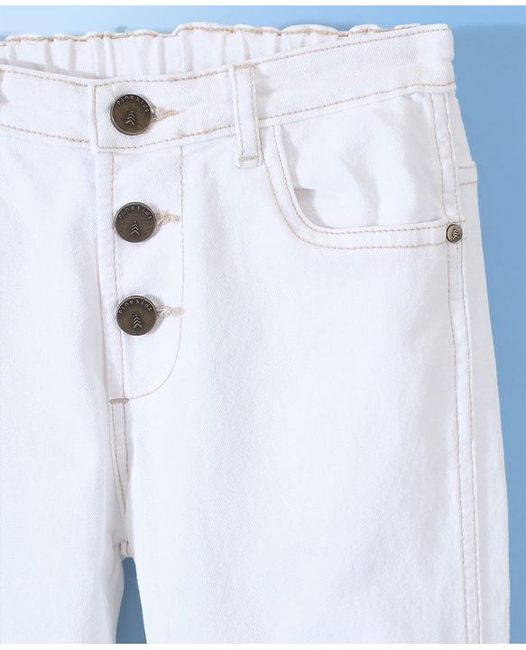 Pine Kids Denim Woven Washed  Ankle Length Jeans - White