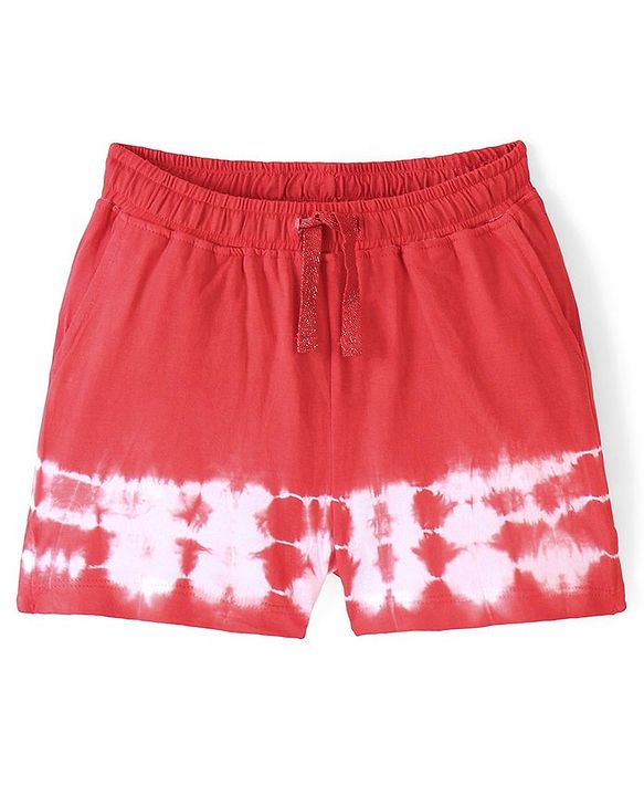 Pine Kids Cotton Sleeveless Top & Shorts Set Text & Floral Print - Orange & White